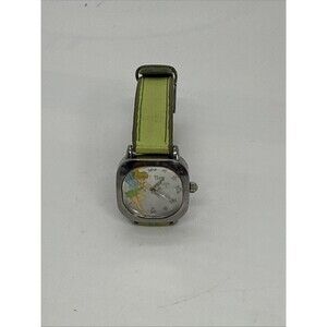 Womans Disney SII Tinker Bell Green Leather Band Watch Water Resistant -